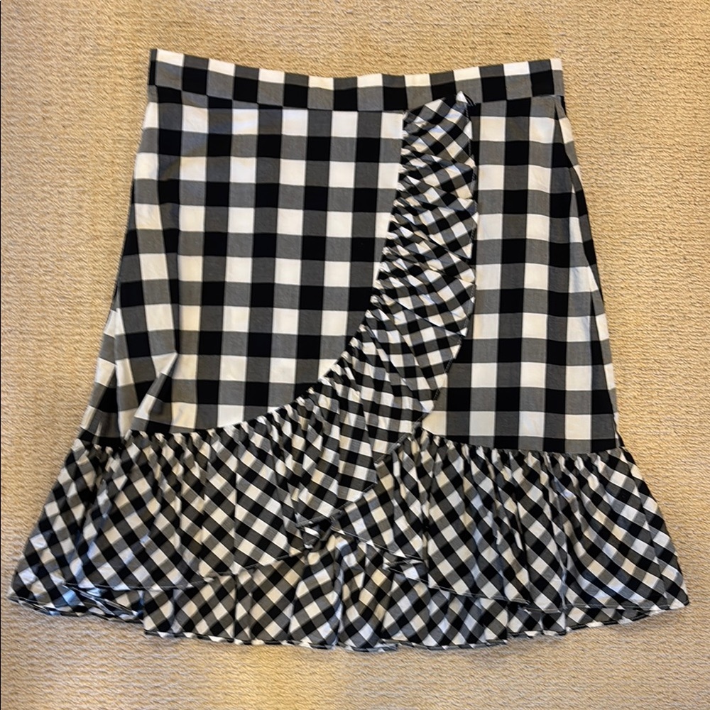 J. Crew Black and White Gingham Mini Skirt